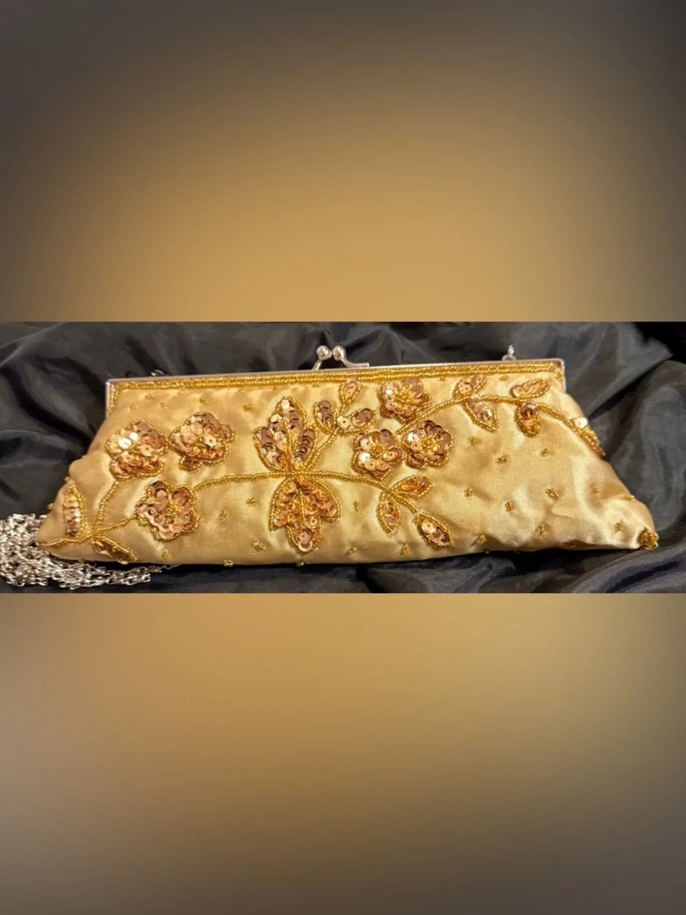 Y2K Deadstock Gold Beaded Evening Clutch Shoulder Bag NWT Bijoux Terner - Picture 4 of 13